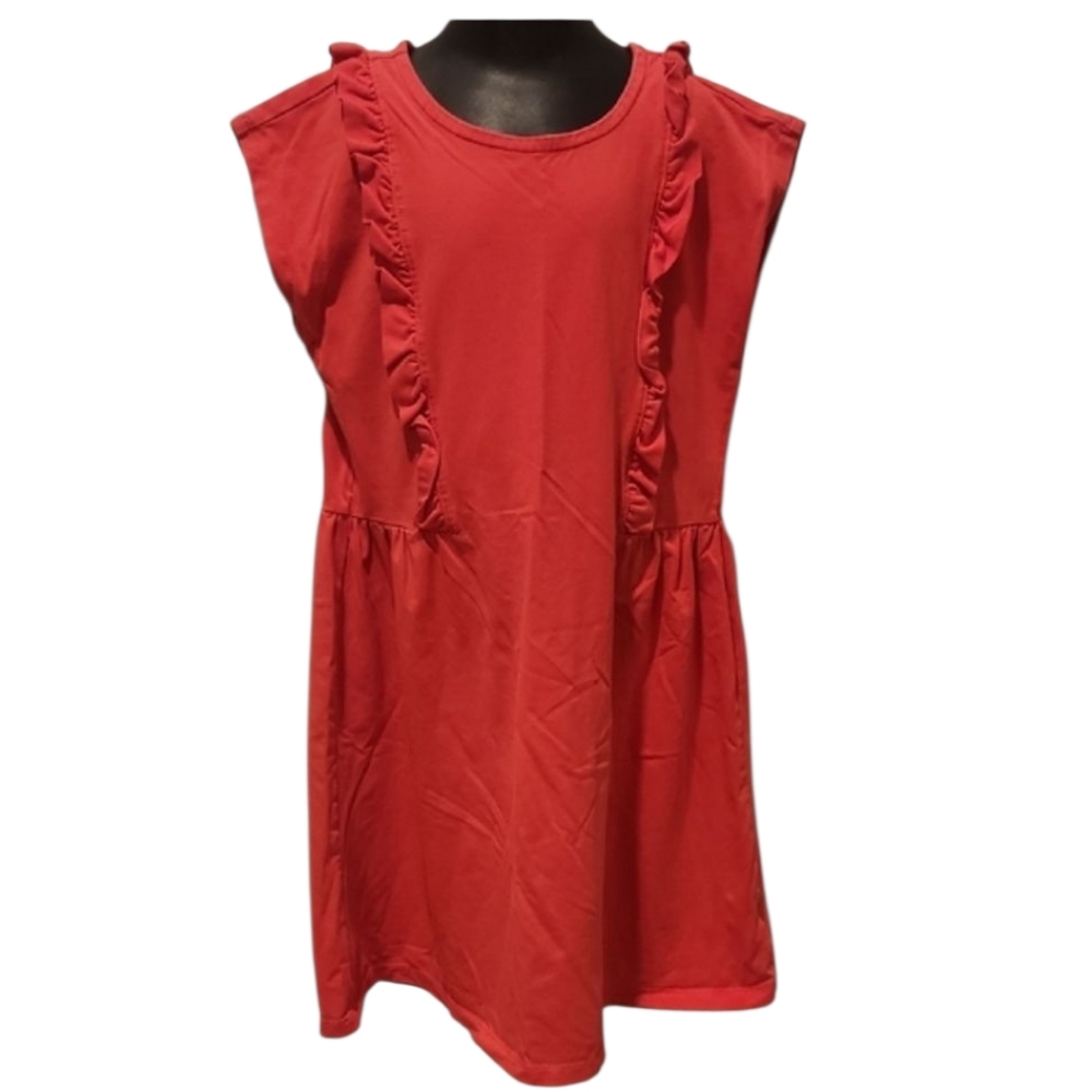 Hanna Andersson Coral Red Ruffles Playdress 130